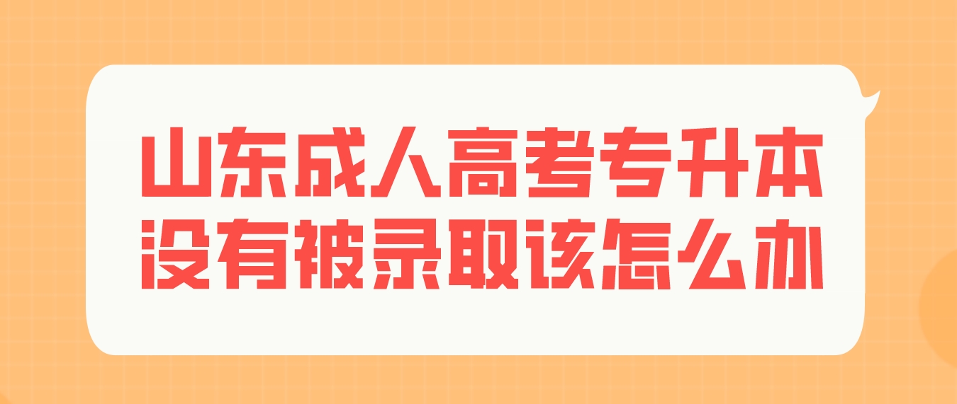 山东成人高考专升本没有被录取该怎么办？