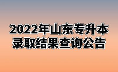 2022年山东统招专升本录取结果查询公告